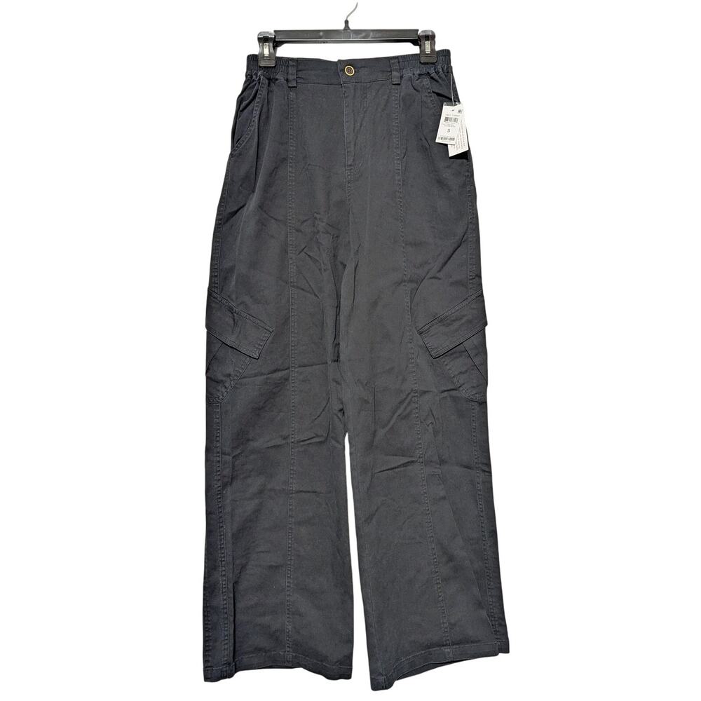 And‎ Now This Pants Womens Small Black Twill Cargo Relaxed Fit Stretch Waist